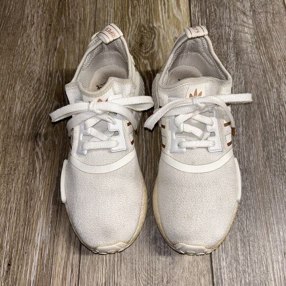 ADIDAS NMD R1 BOOST Women’s US Size 6.5 White Rose Gold Metallic Shoes FW6434 - Picture 4 of 11